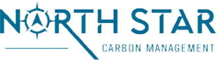North Star Carbon Management logo featuring a stylized star design and blue text, representing a sustainability consulting firm focused on carbon management solutions